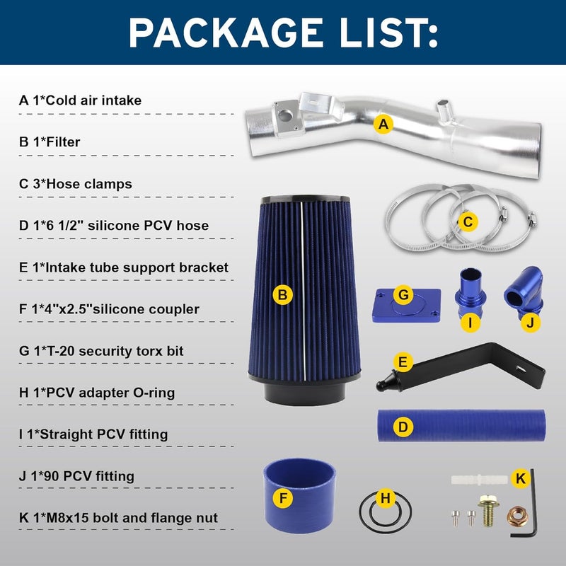 DOCAS Cold Air Intake Kit for 2003-2007 Ford 6.0L F-250 F-350 Powerstroke Diesel 6.0L (Silver) - Image 5
